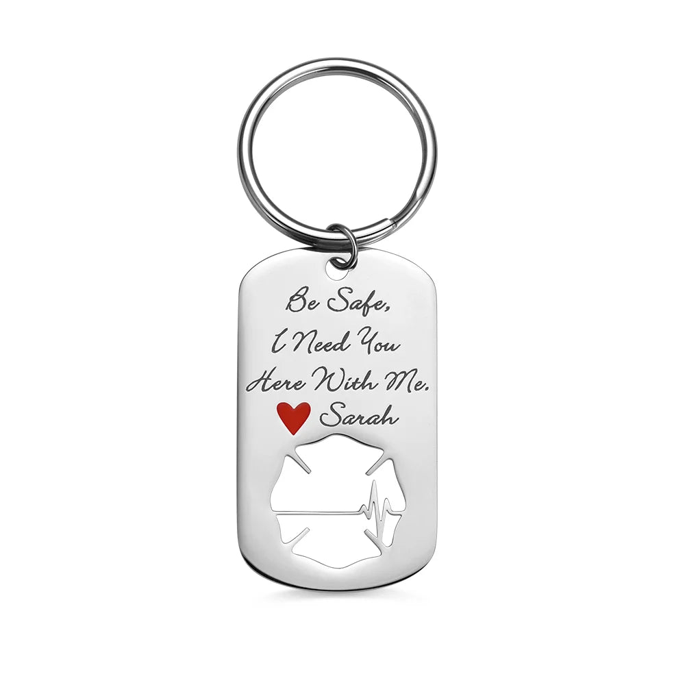 Personalized Firefighter Badge Keychain