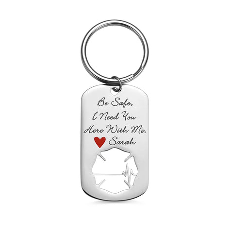 Image of Personalized Firefighter Badge Keychain