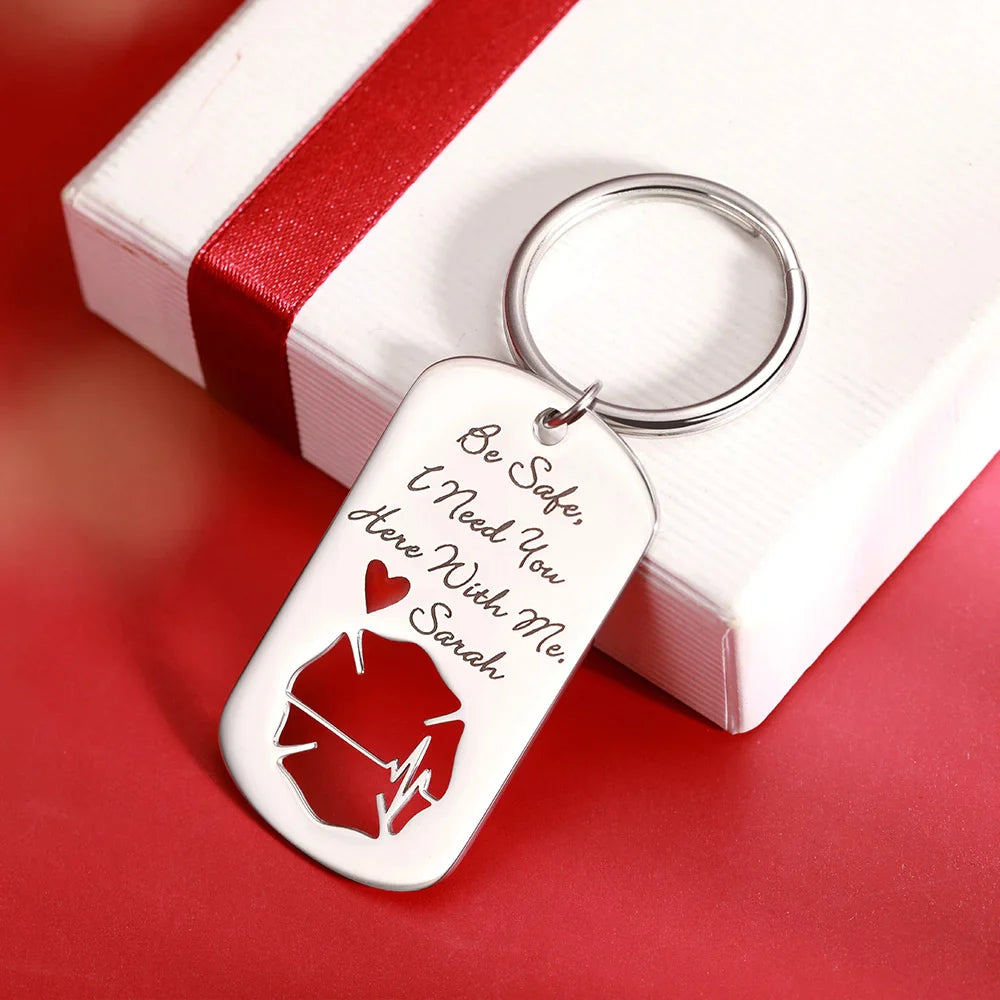 Personalized Firefighter Badge Keychain