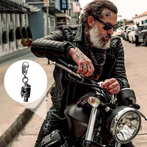 Image of Piston art skull keychain (pendant/flashlight/bottle opener)