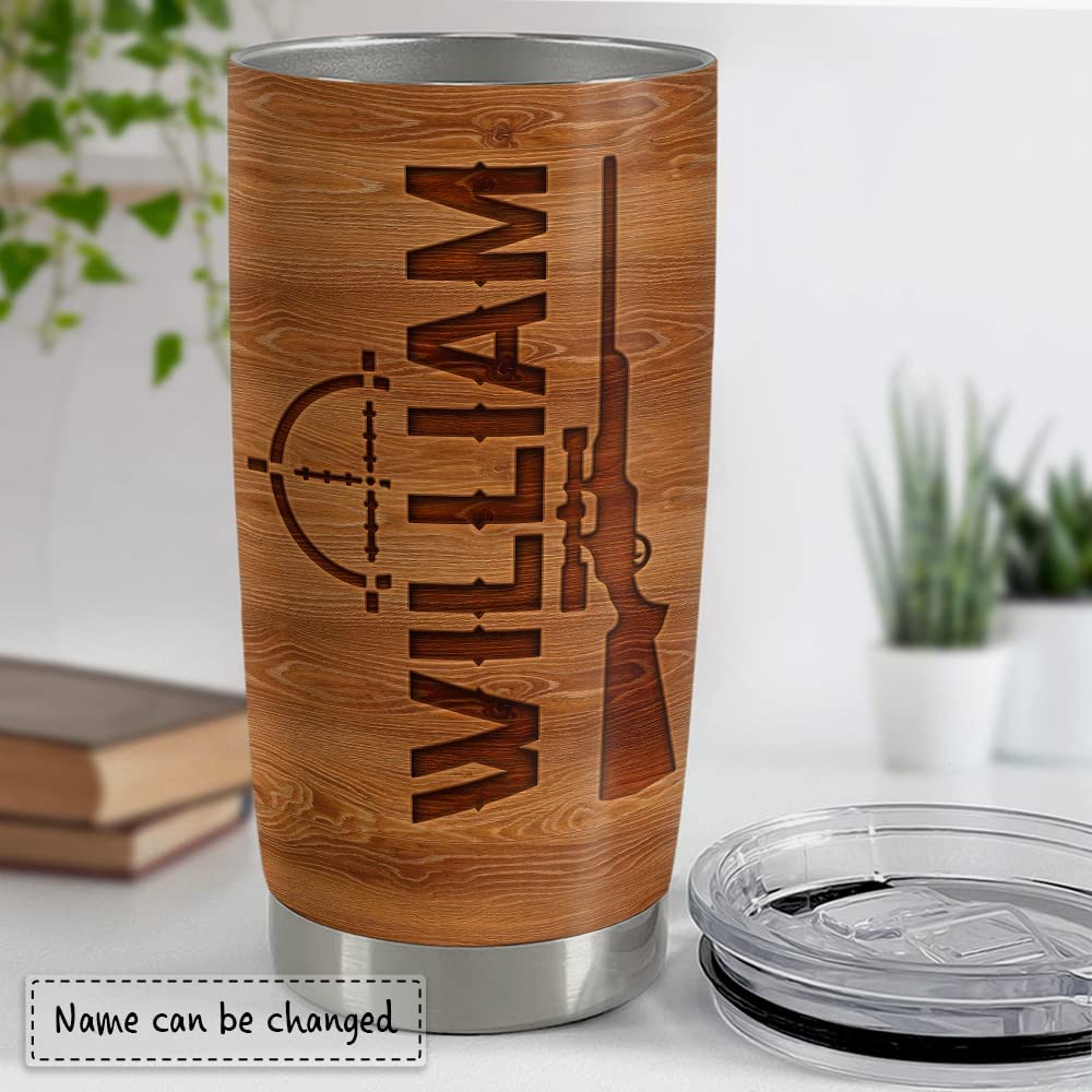 Personalized Hunting Tumbler Wood Style American Flag Tumbler