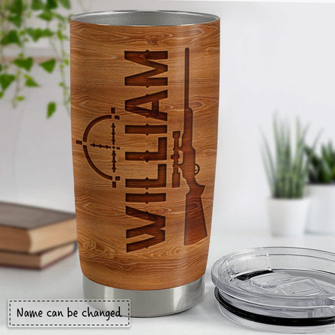 Image of Personalized Hunting Tumbler Wood Style American Flag Tumbler