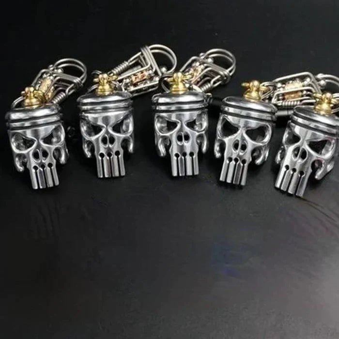 Piston art skull keychain (pendant/flashlight/bottle opener)