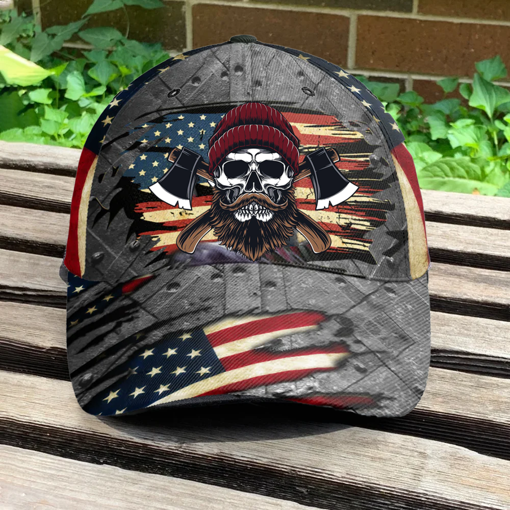 Woodworking American Flag Personalized Classic Baseball Cap