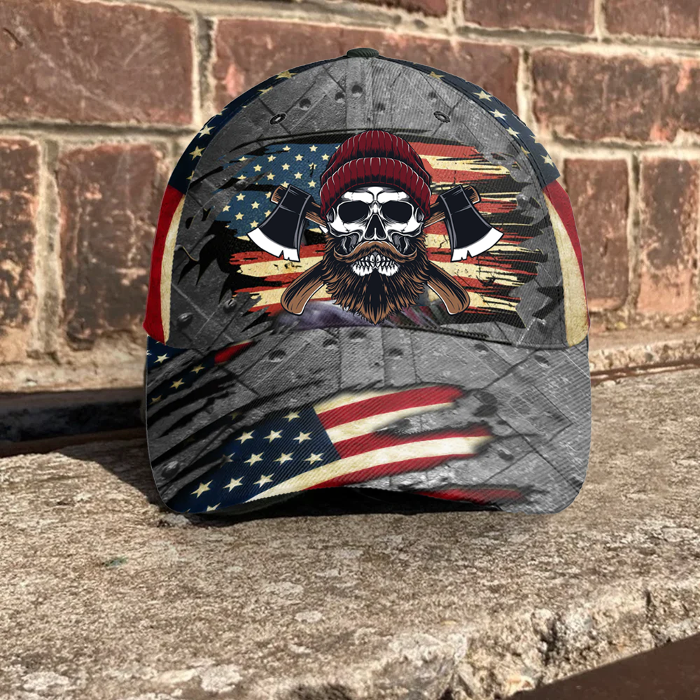Woodworking American Flag Personalized Classic Baseball Cap