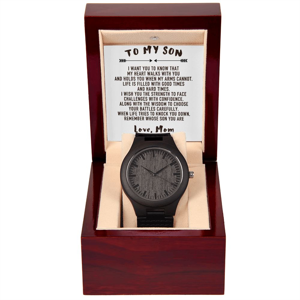 TO MY SON - GIFT FROM MOM - LUXURY WOODEN WATCH