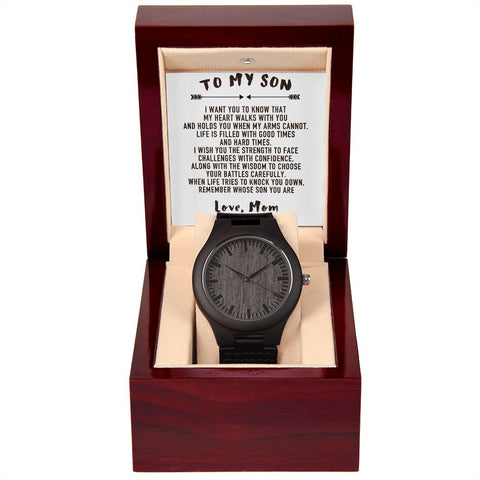 Image of TO MY SON - GIFT FROM MOM - LUXURY WOODEN WATCH