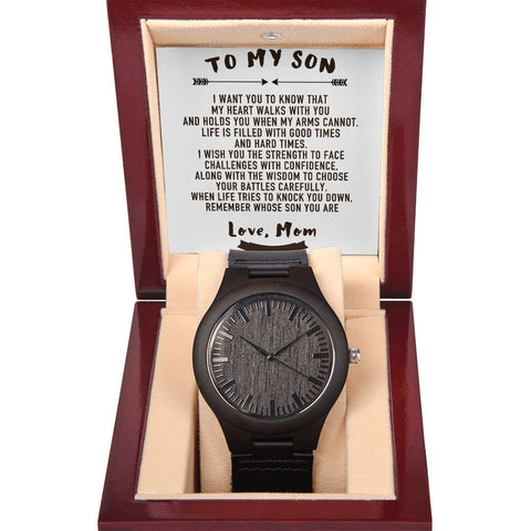 Image of TO MY SON - GIFT FROM MOM - LUXURY WOODEN WATCH