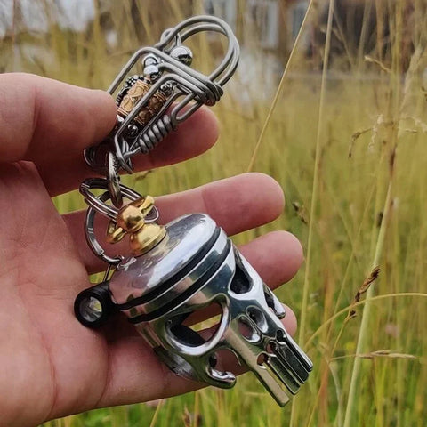 Image of Piston art skull keychain (pendant/flashlight/bottle opener)