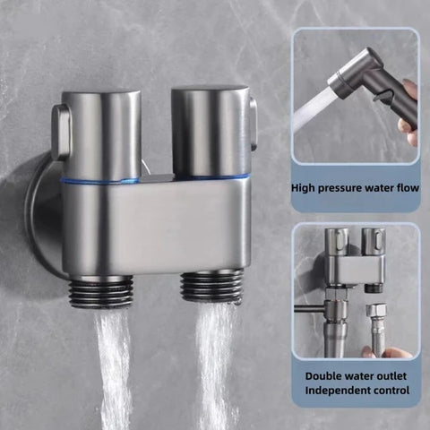 Image of [ST127] Toilet Spray High Pressure Flushing One In Two Out Angle Valve Set