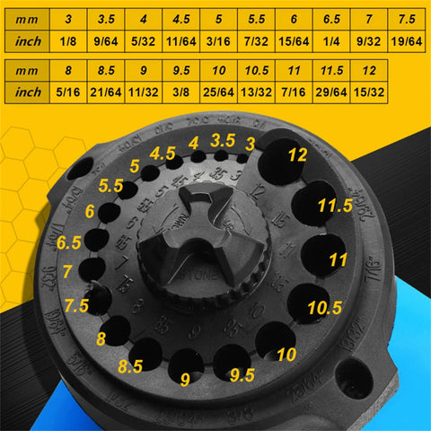 Image of Power Drill Bit Sharpener for Twist Bits 3 to 12mm 19 Grinding Holes
