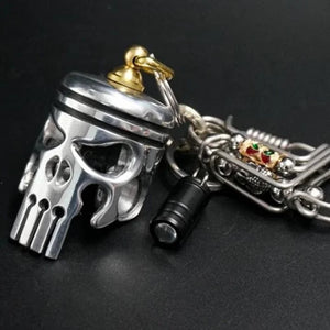 Piston art skull keychain (pendant/flashlight/bottle opener)