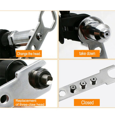 Image of Professional Rivet Gun Adapter Kit With 4Pcs Different Matching Nozzle Bolts
