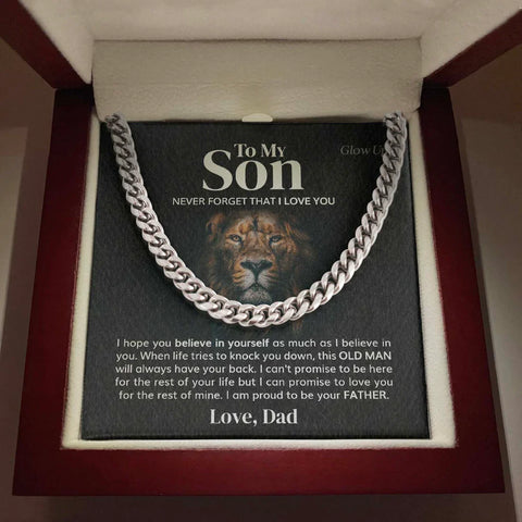 Image of To my Son - Believe in Yourself - Cuban Link Chain Necklace