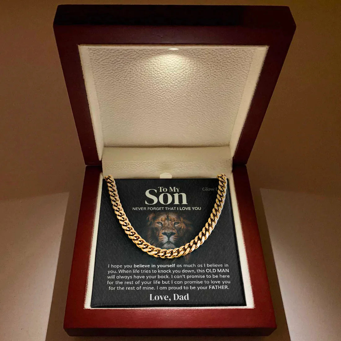 To my Son - Believe in Yourself - Cuban Link Chain Necklace
