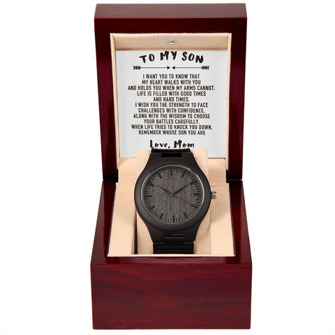 Image of TO MY SON - GIFT FROM MOM - LUXURY WOODEN WATCH