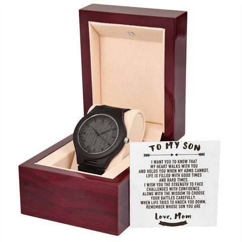 Image of TO MY SON - GIFT FROM MOM - LUXURY WOODEN WATCH