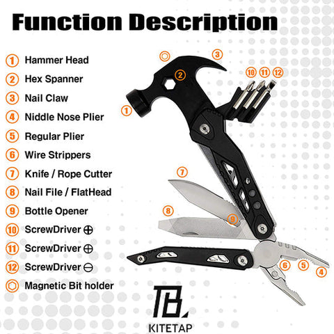 Image of Multifunctional Pliers With Folding Nail Hammer